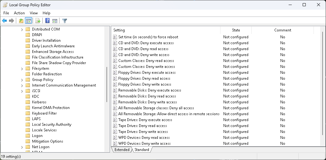 GPO – Removable Storage Access настройки