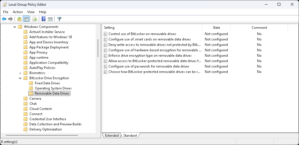 GPO – BitLocker Removable Data Drives