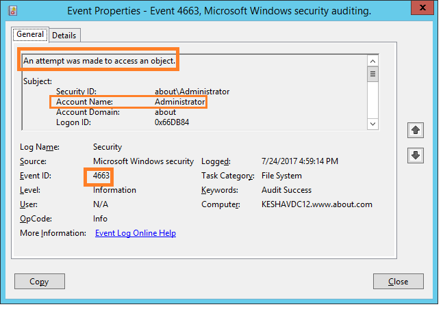 Event Viewer – Event ID 4663 при достъп до носител